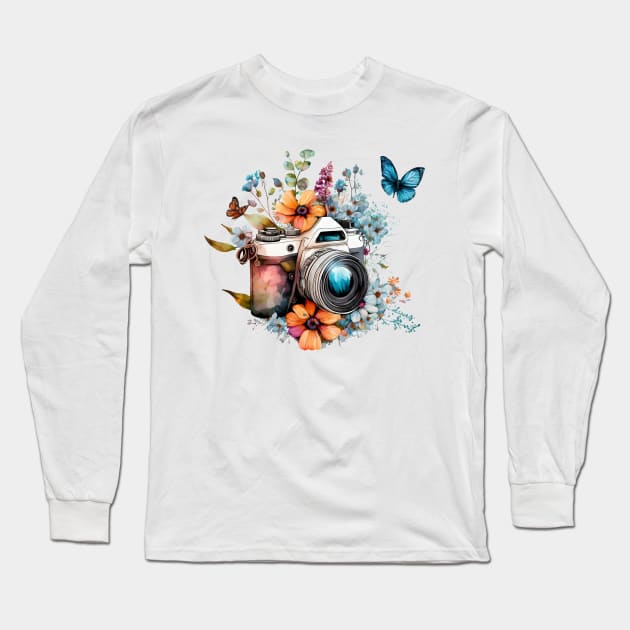 Spring Floral Camera Long Sleeve T-Shirt by bellofraya